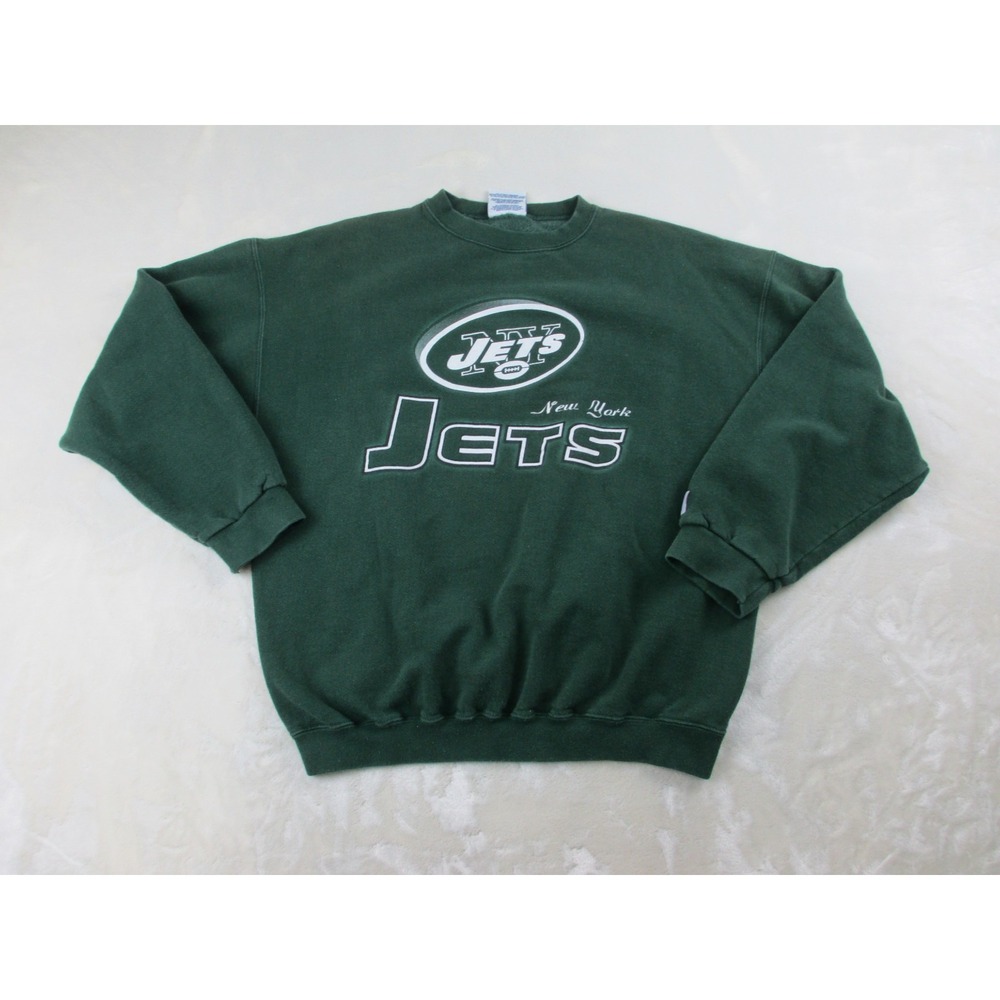 VINTAGE New York Jets Sweater‎ Mens Large Green Pullover Football NFL*